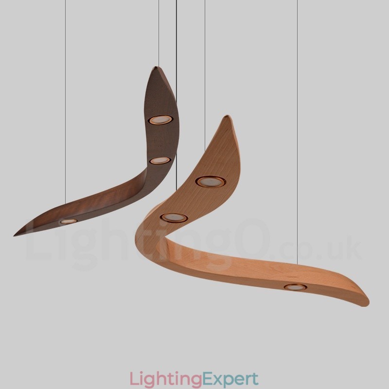 Modern Contemporary Wood 3 Light Pendant Light