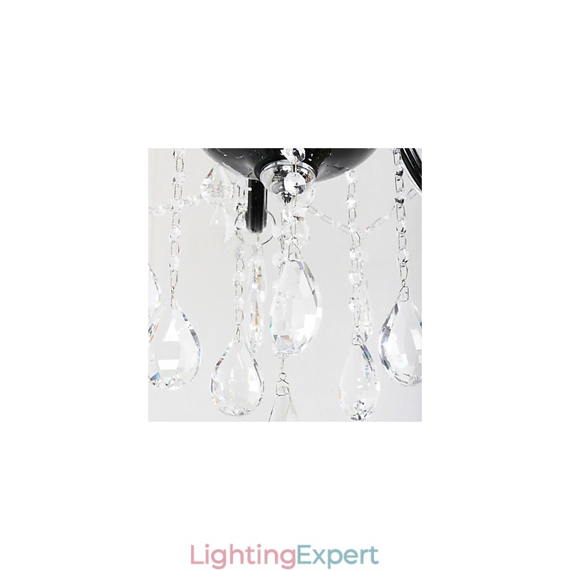 6 Light Crystal Chandelier in Black Design Accent