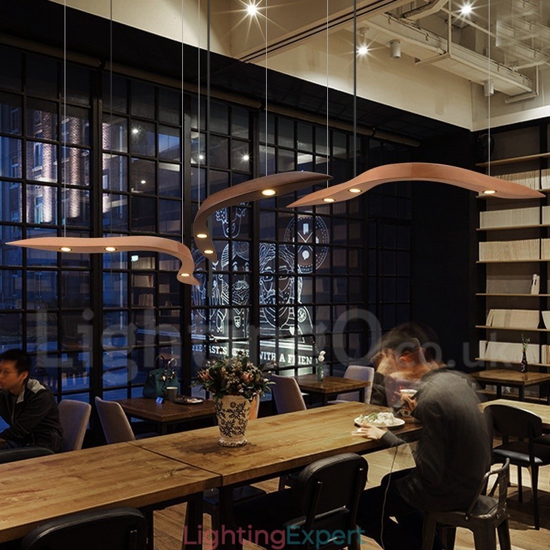 Modern Contemporary Wood 3 Light Pendant Light