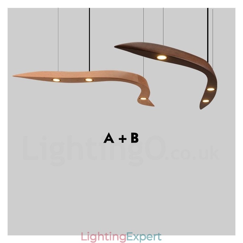 Modern Contemporary Wood 3 Light Pendant Light