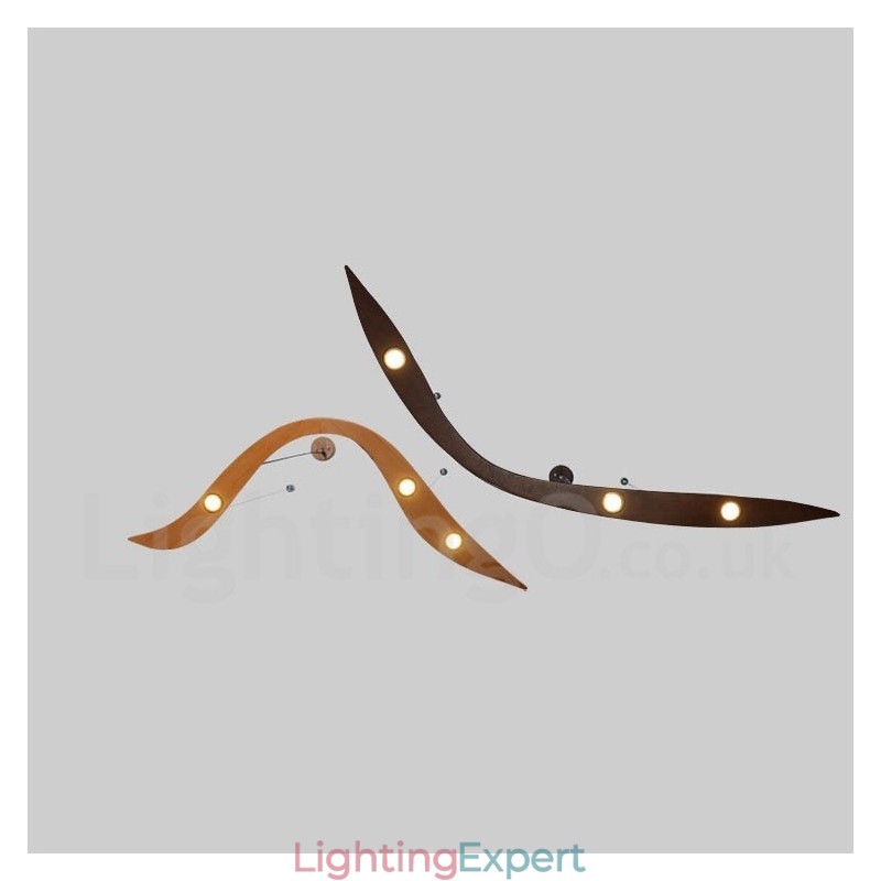 Modern Contemporary Wood 3 Light Pendant Light