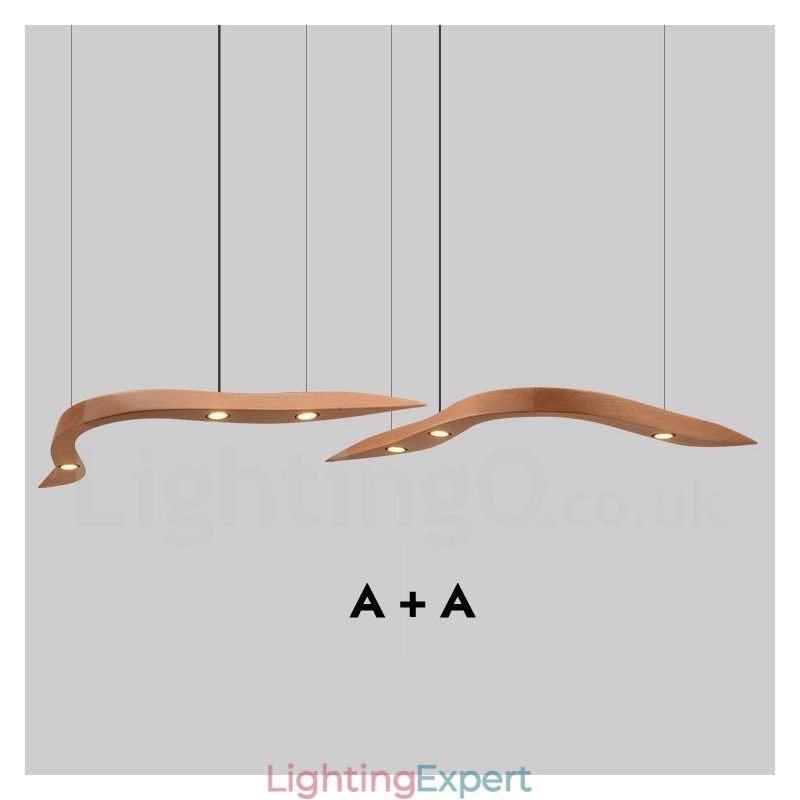 Modern Contemporary Wood 3 Light Pendant Light
