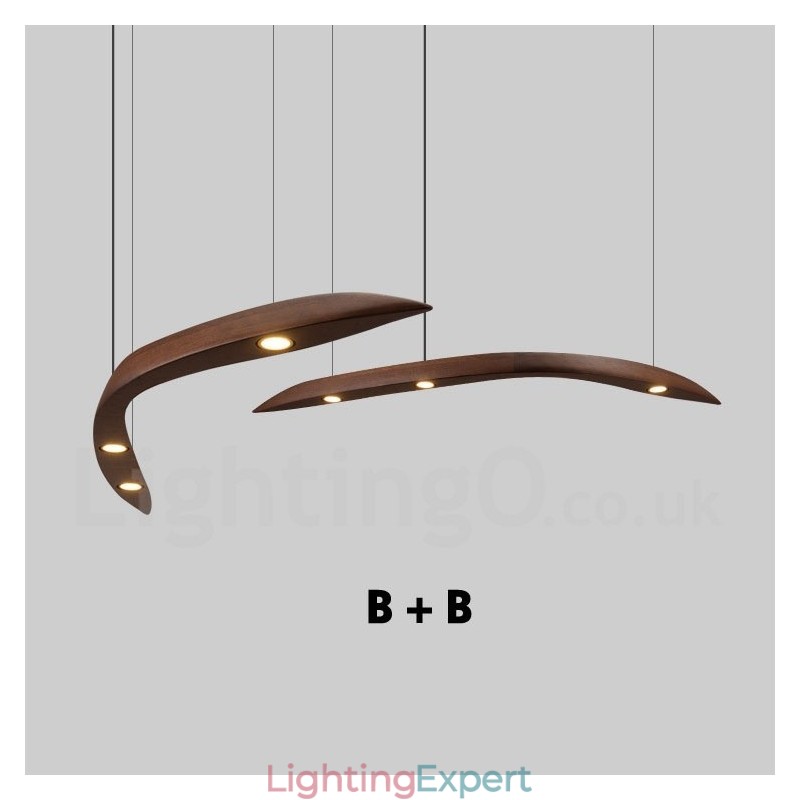 Modern Contemporary Wood 3 Light Pendant Light