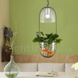 Rustic Lodge Metal Glass Pendant Light