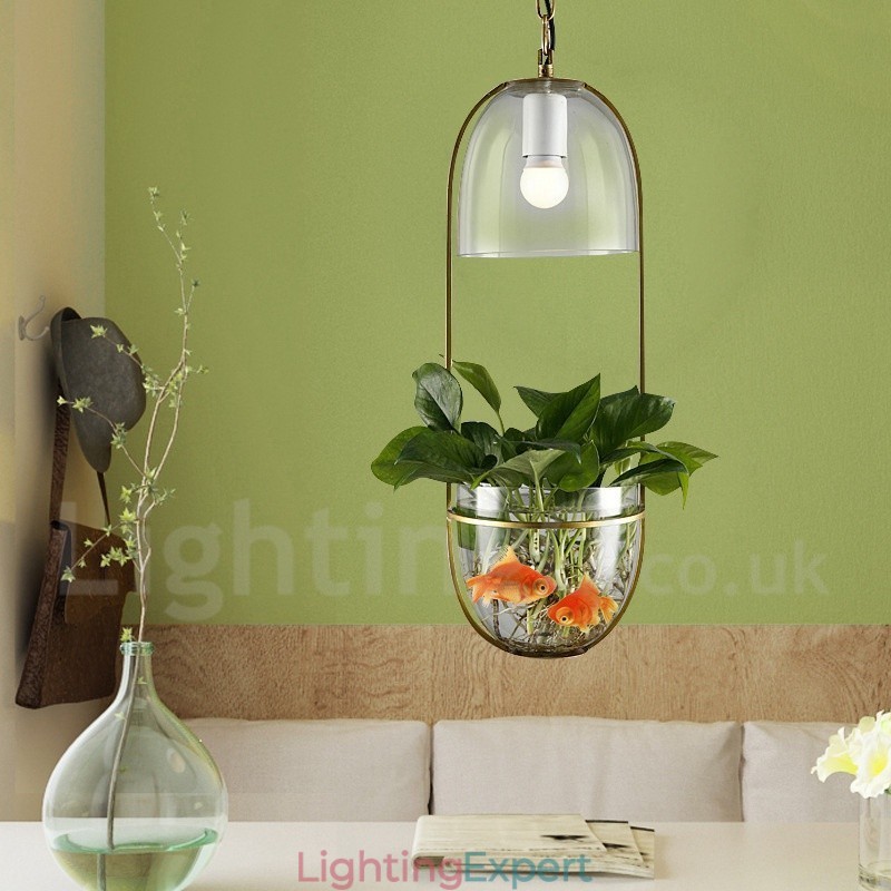 Rustic Lodge Metal Glass Pendant Light