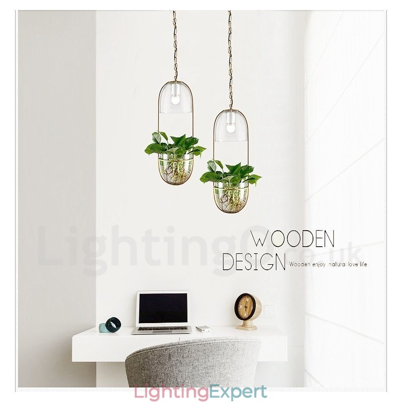 Rustic Lodge Metal Glass Pendant Light