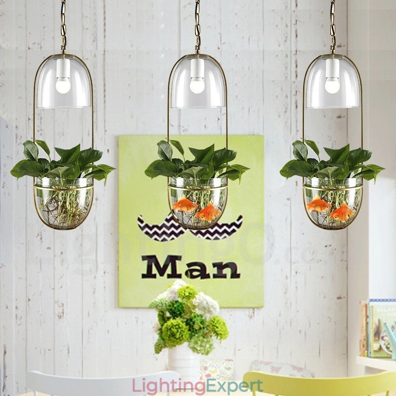 Rustic Lodge Metal Glass Pendant Light