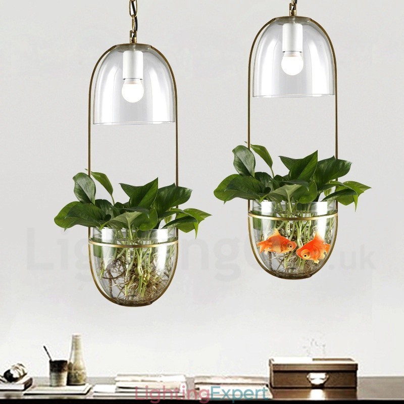 Rustic Lodge Metal Glass Pendant Light