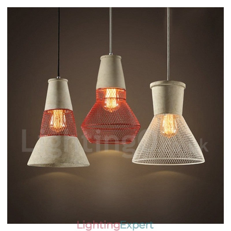 1 Light Metal Concrte Rustic Lodge Pendant Light