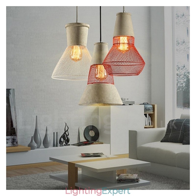 1 Light Metal Concrte Rustic Lodge Pendant Light
