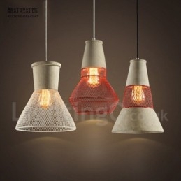 1 Light Metal Concrte Rustic Lodge Pendant Light