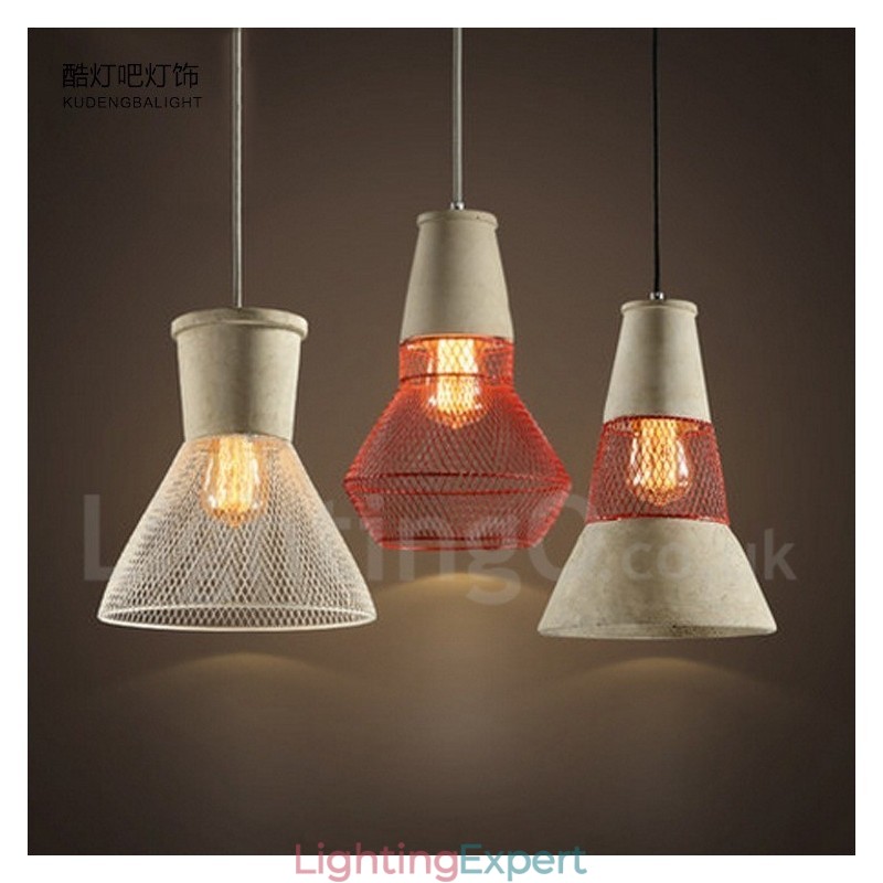 1 Light Metal Concrte Rustic Lodge Pendant Light