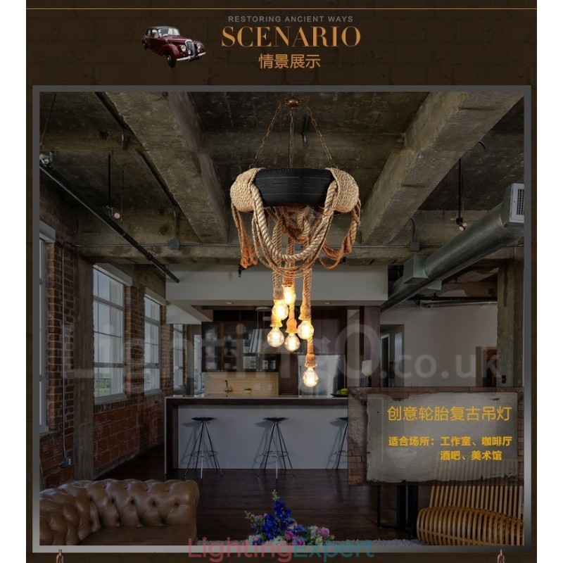 Country Vintage 6 Light Pendant Light