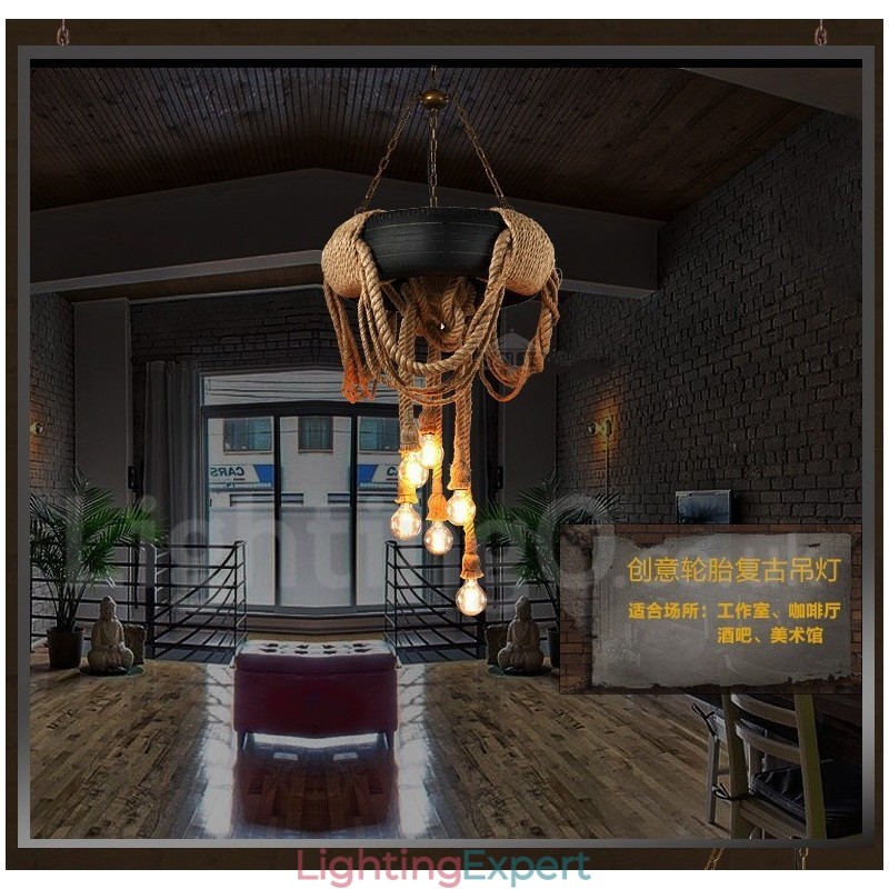 Country Vintage 6 Light Pendant Light