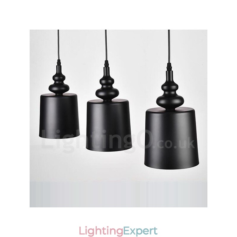 Black Modern Contemporary 3 Light Pendant Light