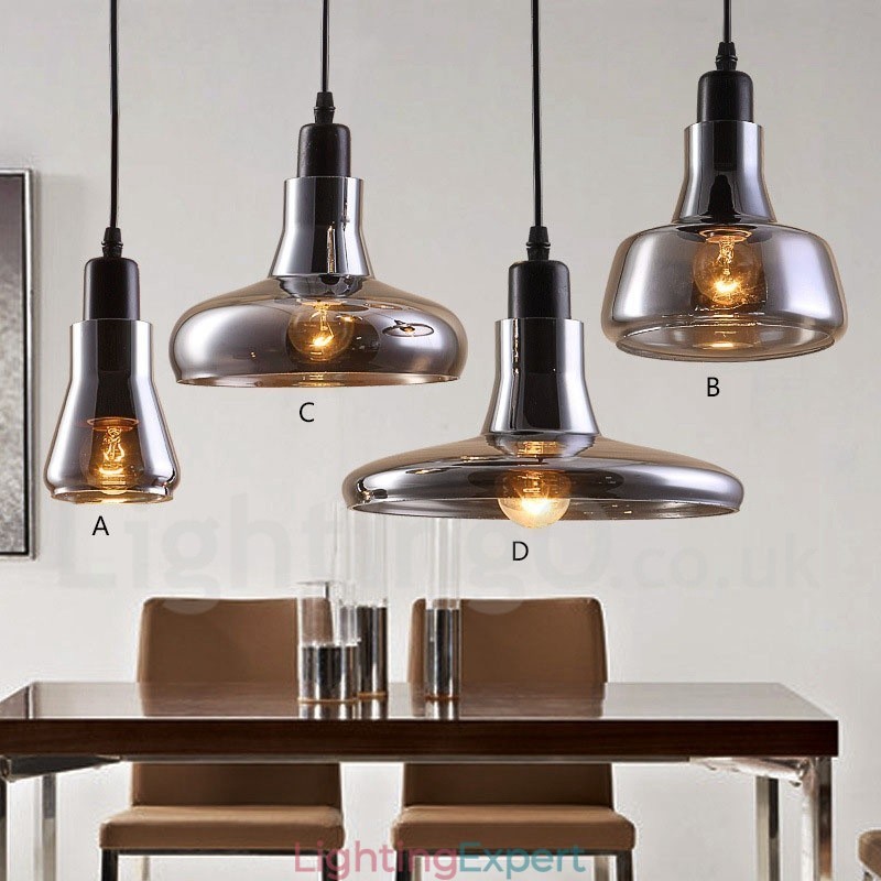 Retro Vintage 1 Light Pendant Light with Glass Shade