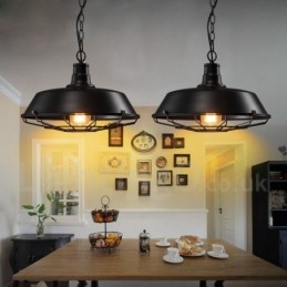 Retro Vintage Black Metal Pendant Light