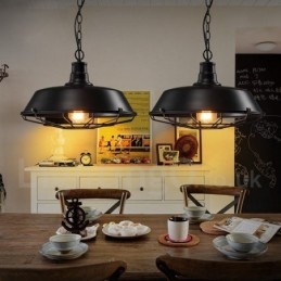 Retro Vintage Black Metal Pendant Light