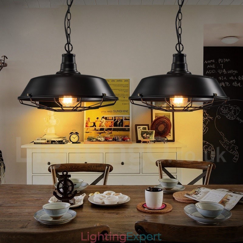 Retro Vintage Black Metal Pendant Light