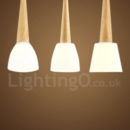 Rustic Lodge Wooden Pendant Light with Glass Shade
