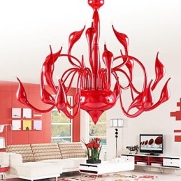 Modern Chandelier Light 18 Lights G4 Red Painting
