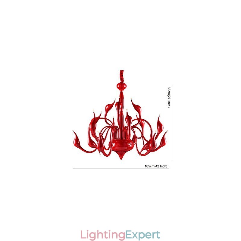 Modern Chandelier Light 18 Lights G4 Red Painting