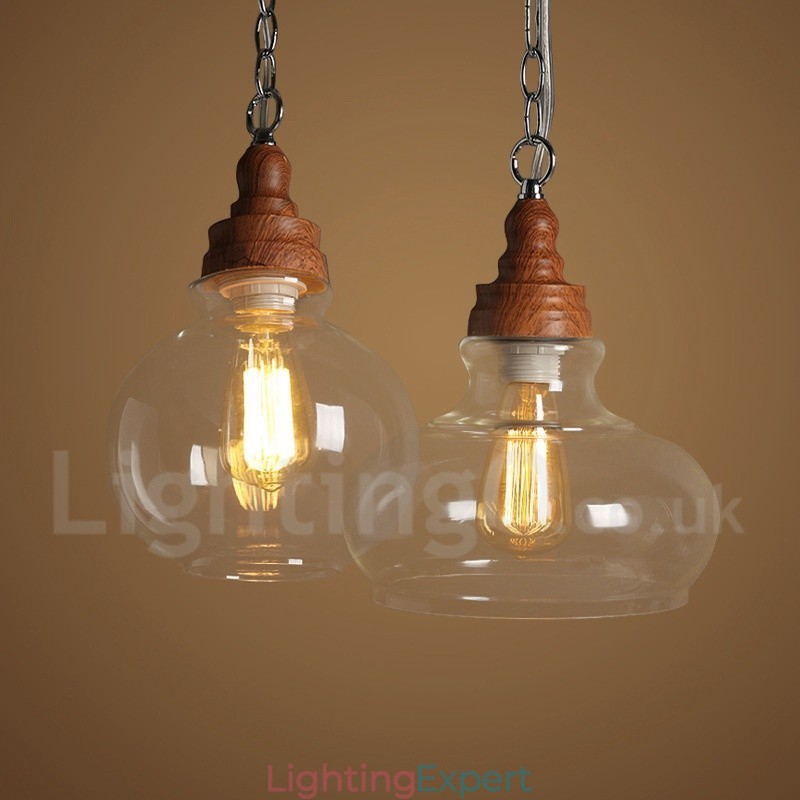 Retro Vintage Pendant Light with Glass Shade Lamp