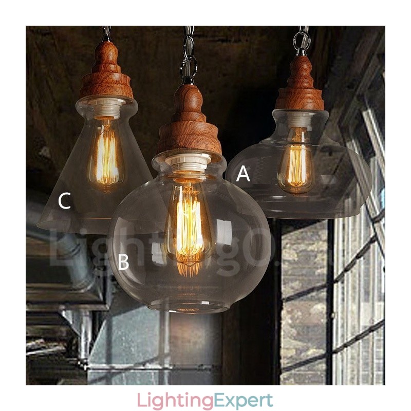 Retro Vintage Pendant Light with Glass Shade Lamp