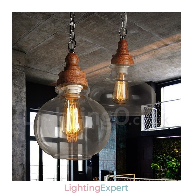 Retro Vintage Pendant Light with Glass Shade Lamp