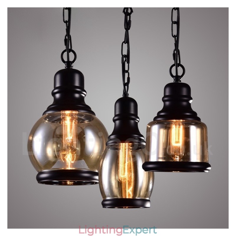 Retro Vintage Pendant Light with Glass Shade Lamp