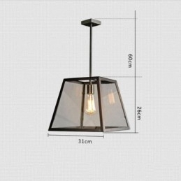 Vintage Metal Pendant Light with Glass Shade