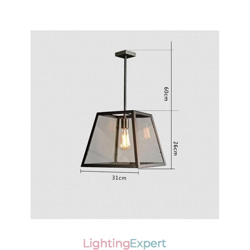 Vintage Metal Pendant Light with Glass Shade