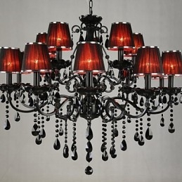 Chandelier Crystal Modern Contemporary Crystal 15 Light Red