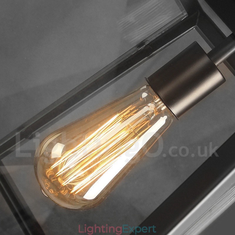 Vintage Metal Pendant Light with Glass Shade
