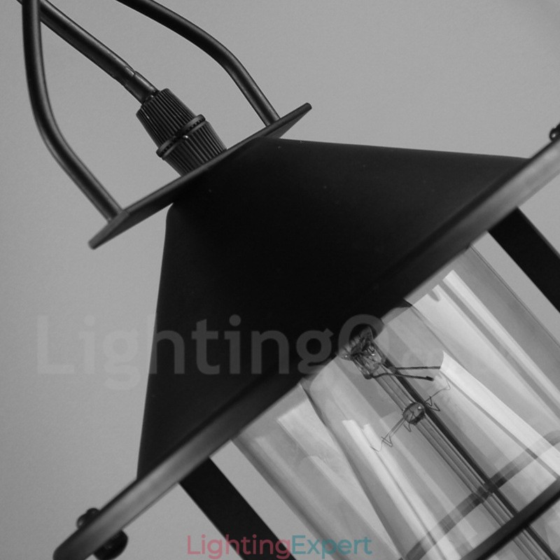 Vintage Metal Pendant Light with Glass Shade