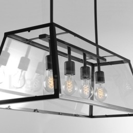 Rustic Lodge Vintage Metal Pendant Light with Glass Shade