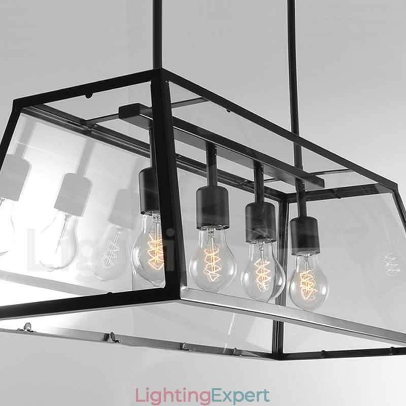 Rustic Lodge Vintage Metal Pendant Light with Glass Shade