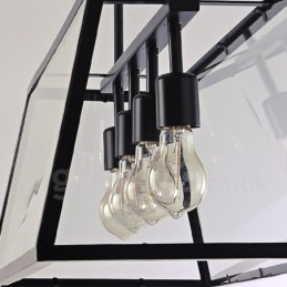 Rustic Lodge Vintage Metal Pendant Light with Glass Shade