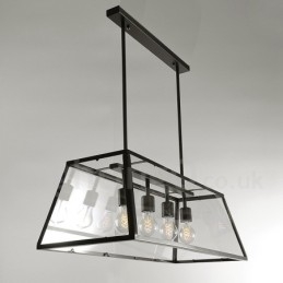 Rustic Lodge Vintage Metal Pendant Light with Glass Shade