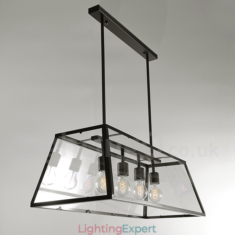 Rustic Lodge Vintage Metal Pendant Light with Glass Shade