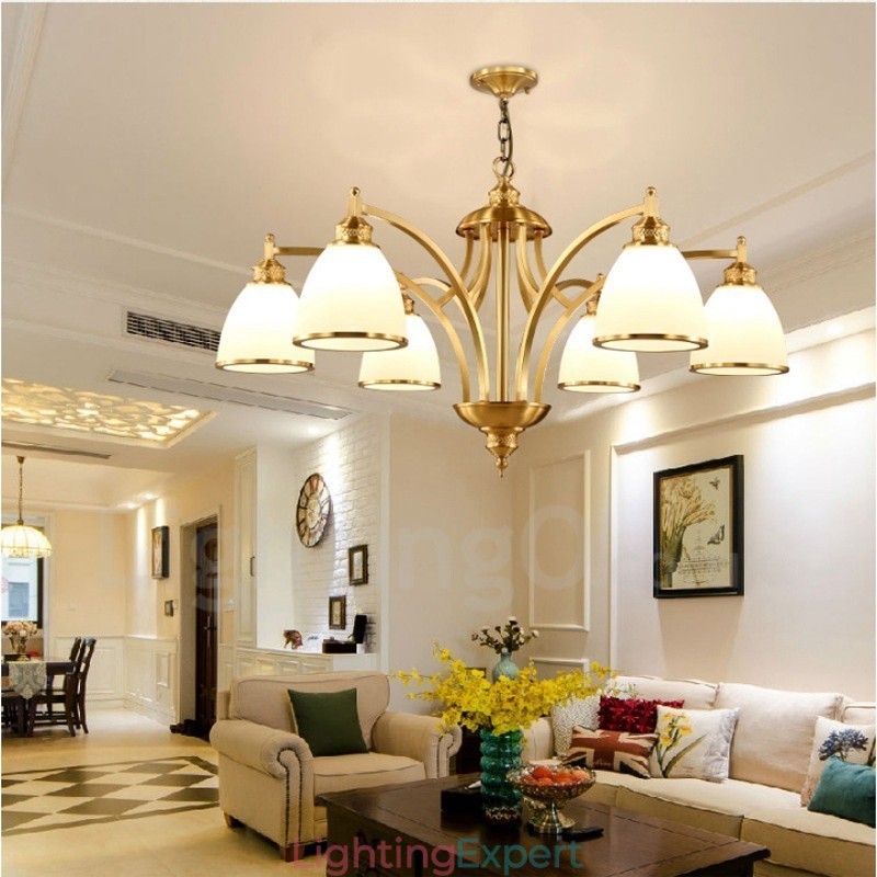 6 Light Rustic Lodge Integrated Metal Copper Chandelier