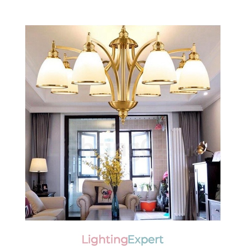 8 Light Rustic Lodge Integrated Metal Copper Chandelier