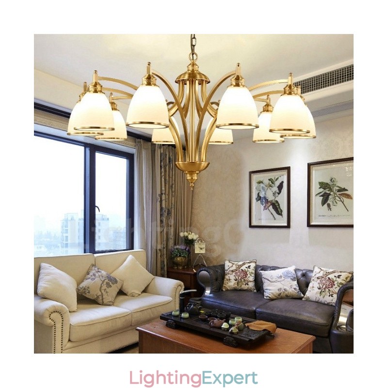 10 Light Rustic Lodge Integrated Metal Copper Chandelier