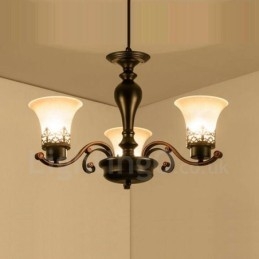 3 Light Rustic Lodge Integrated Metal Chandelier