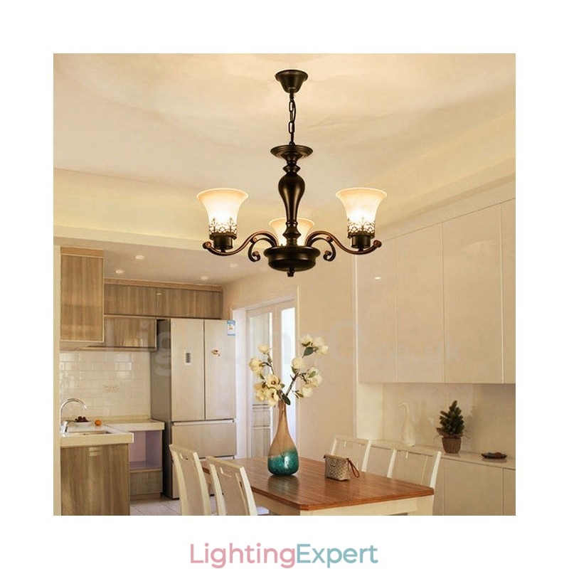 3 Light Rustic Lodge Integrated Metal Chandelier