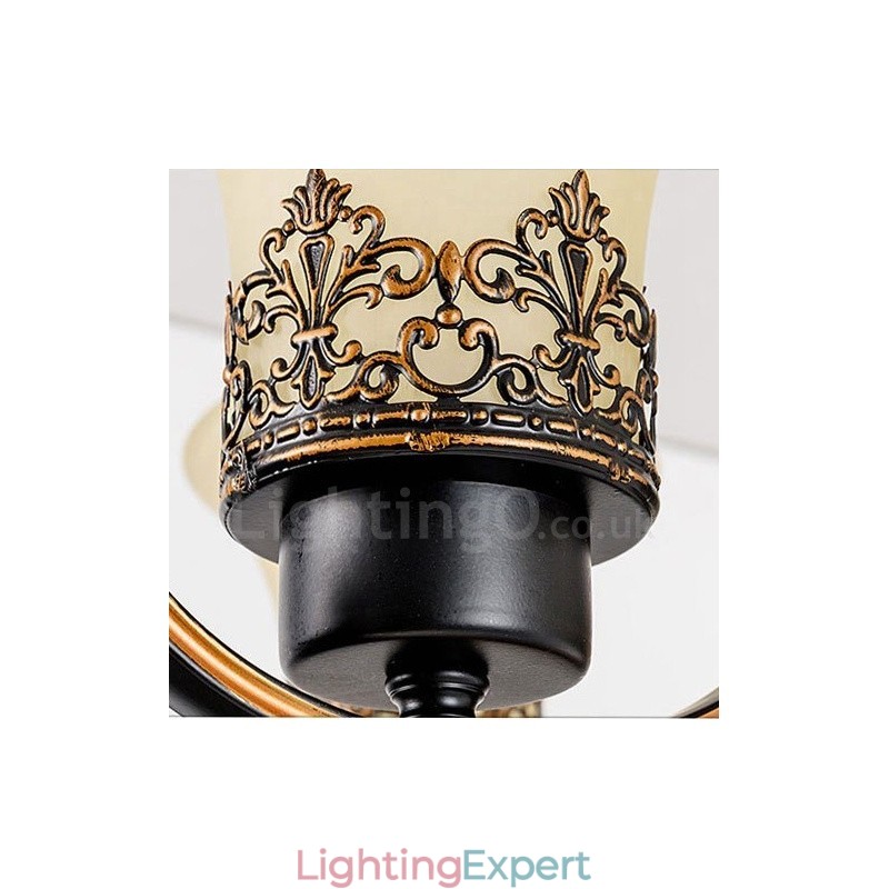 6 Light Rustic Lodge Integrated Metal Chandelier