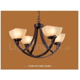 4 Light Rustic Lodge Integrated Metal Chandelier