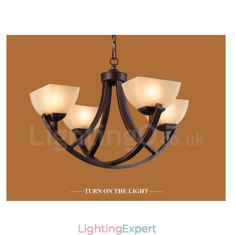 4 Light Rustic Lodge Integrated Metal Chandelier