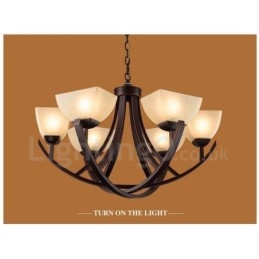 6 Light Rustic Lodge Integrated Metal Chandelier