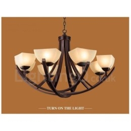 8 Light Rustic Lodge Integrated Metal Chandelier